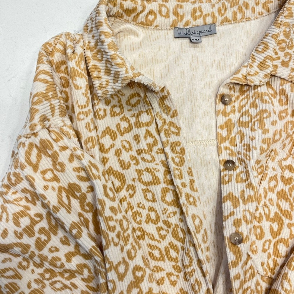 Leopard Print Button-Front Shacket - Cream & Tan - image 2